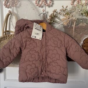 🤍 Zara FLORAL Puffer Jacket